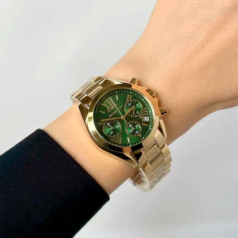 Michael Kors Mini Bradshaw Quartz Green Dial Ladies Watch- MK7257